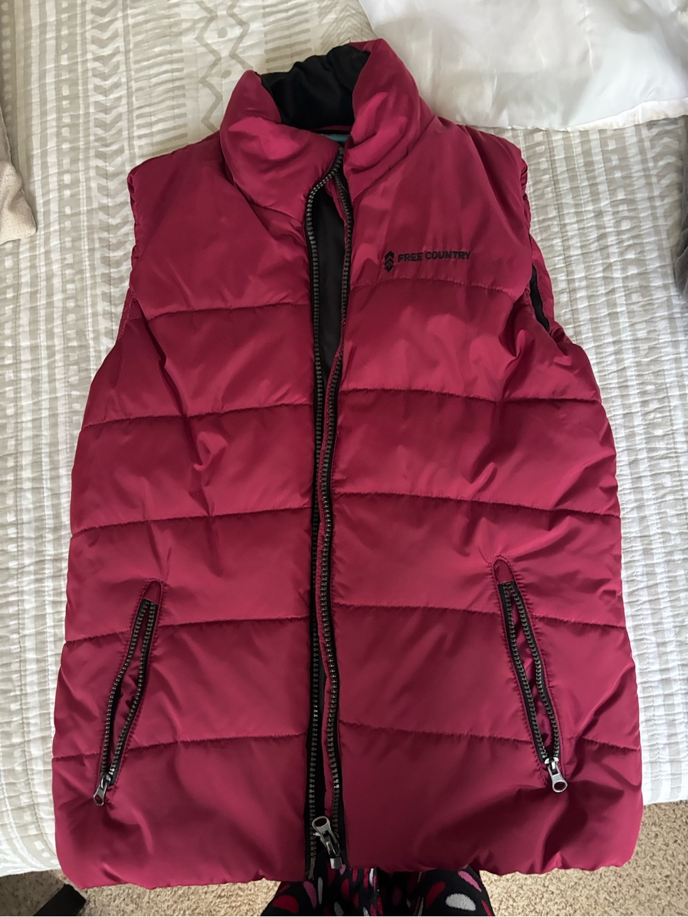 Free Country Men's Burgundy Quilted Puffer Vest